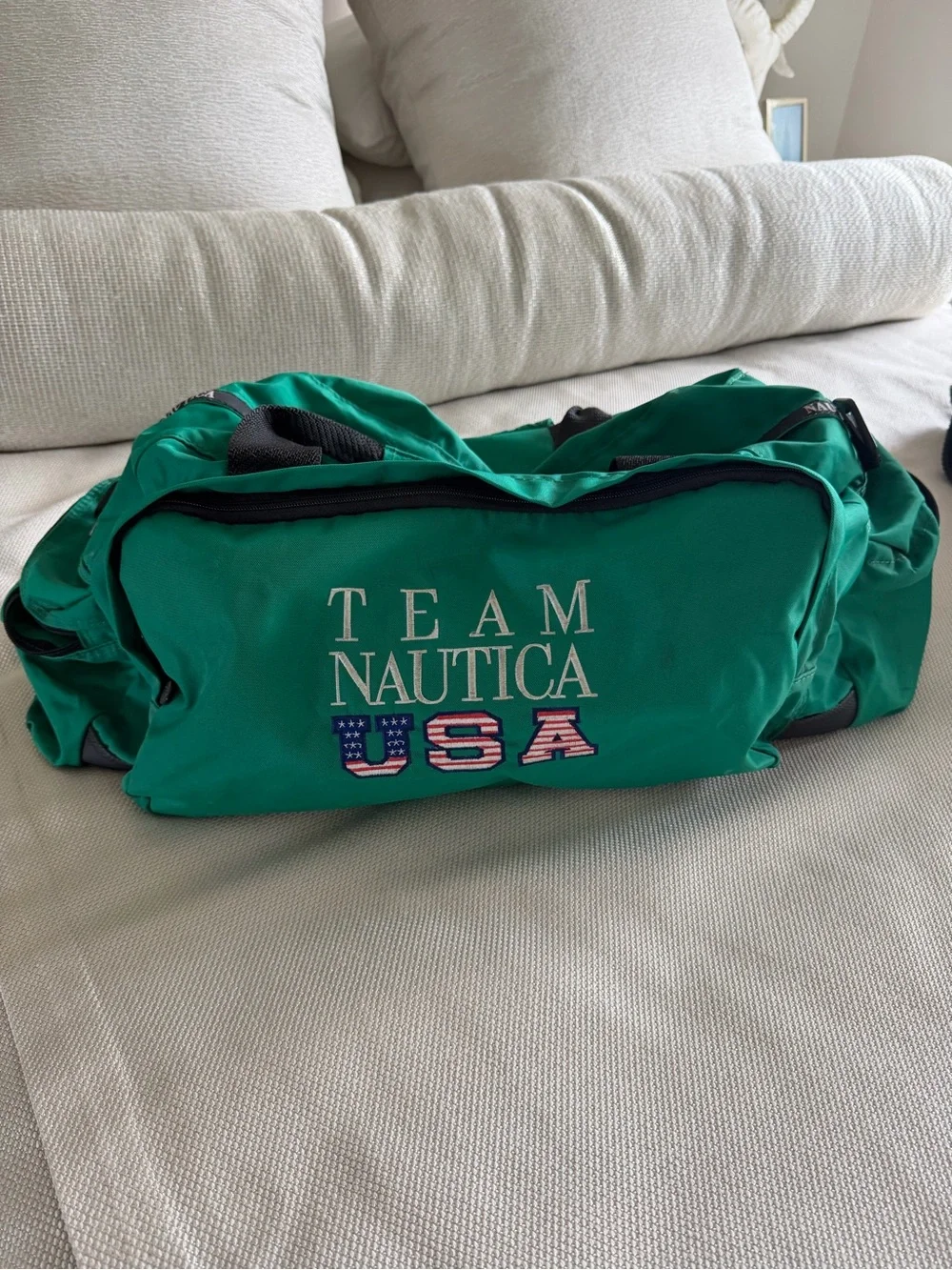 Nautica Green Team USA Duffel Bag-vintage